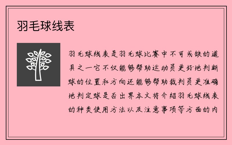 羽毛球线表